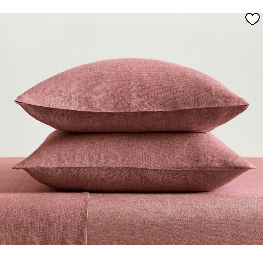 Pottery Barn Belgian Flax Linen Pillowcases Rosewood Standard Set of 2 NEW - Picture 4 of 7